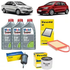 Kit Troca De Oleo e Filtros Etios 1.3 1.5 Flex 5w30 Mobil Sintético Revisão Original Toyota