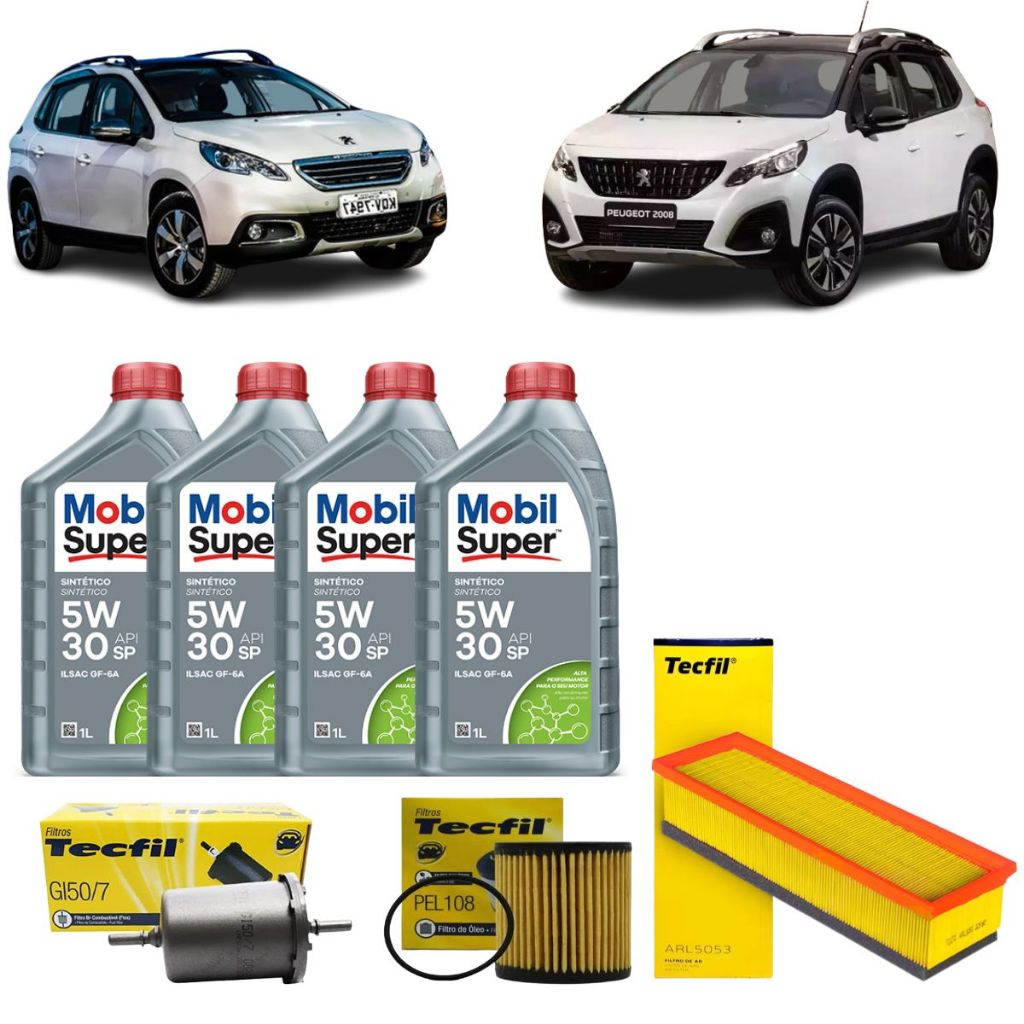 Kit Troca Oleo E Filtros Peugeot 208 1.5 1.6 2008 1.6 16v 5w30 Mobil Sintético Original em Oferta na Shopee