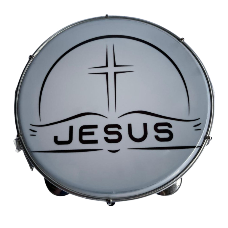 Pandeiro Profissional 10 Polegadas Pele Leitosa Jesus