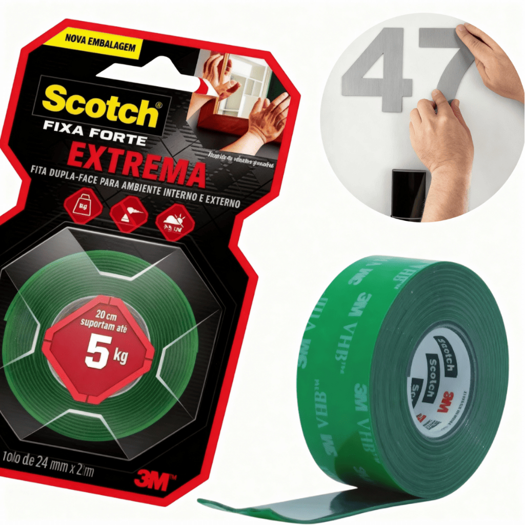 Fita Dupla Face Fixa Forte 3m 24mm X 2m 1810 Extreme