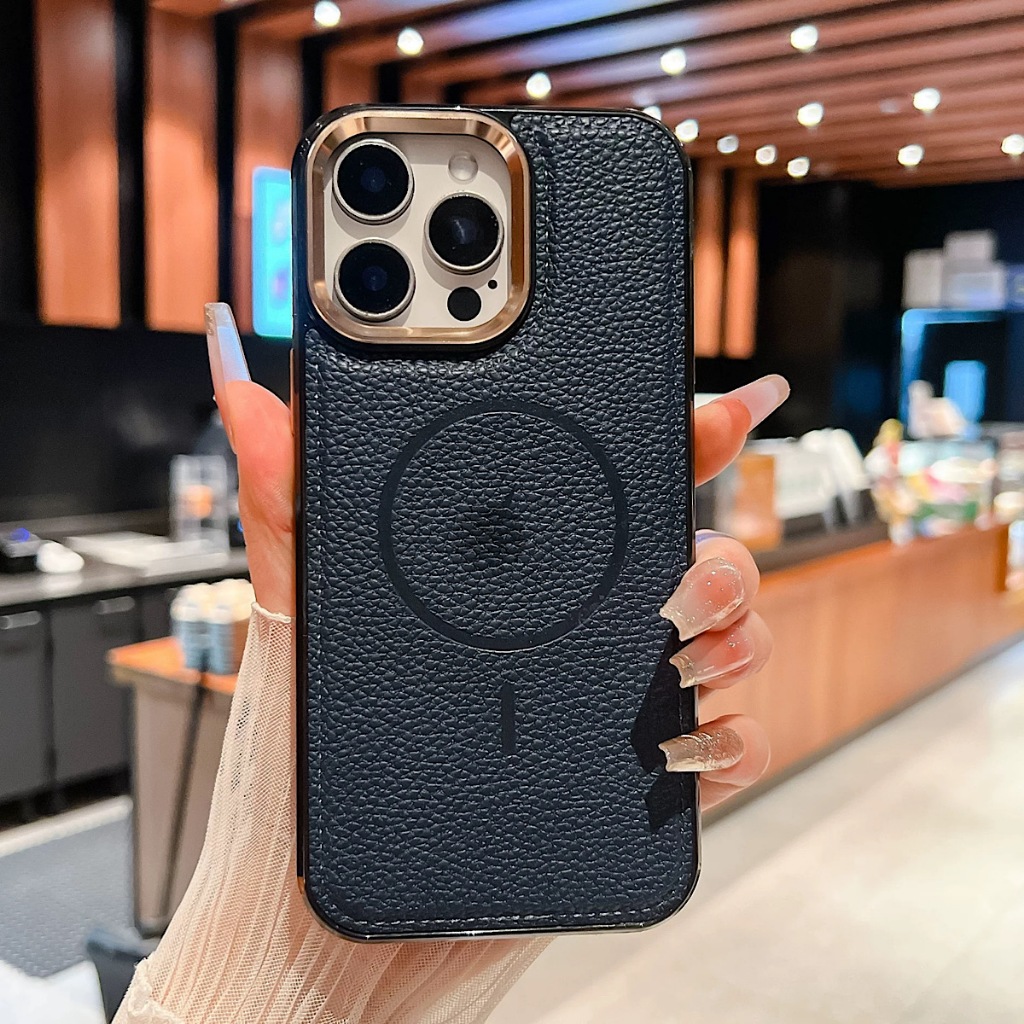 CAPA COURO COM CÍCULO FINO MAGSAFE E LENTE DE CAMERA PARA IP 17 PRO MAX 16 PRO MAX 15 PRO MAX 14 13 em Oferta na Shopee