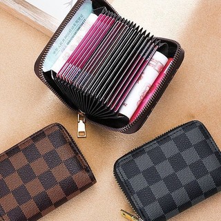 Carteira Porta Cartões De Couro PU – Bolsa Para Cartão Com Zíper