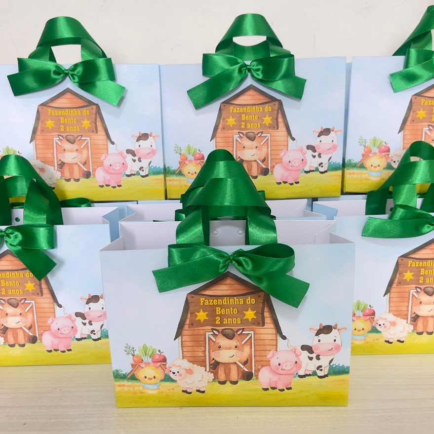 Sacolinha Fazendinha  SEMI MONTADA Personalizada + Festa Infantil + LEMBRANCINHA FAZENDINHA