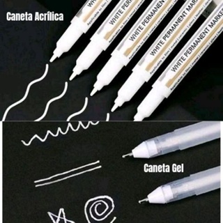 4 Canetas Brancas Modelos Diferentes 2 Acrílicas Permanentes + 2 Gel Brancas Ponta Fina | Para Detalhes, Desenhos em Oferta na Shopee