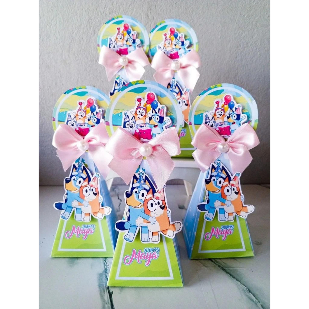 kit 10/15/20 Caixinhas PIRAMIDE| Personalizado| BLUEY E BINGO, Lembrancinhas Aniversário.