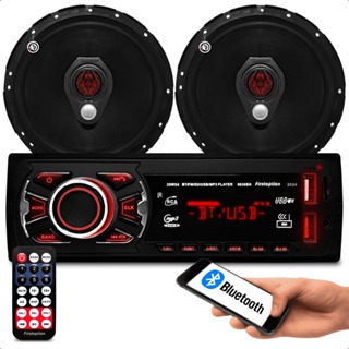 kit de Radio 6630 Mp3 com 2 Usb bluetooth entrada sd + par de Alto Falantes Bomber de 6 Polegada bbr em Oferta na Shopee