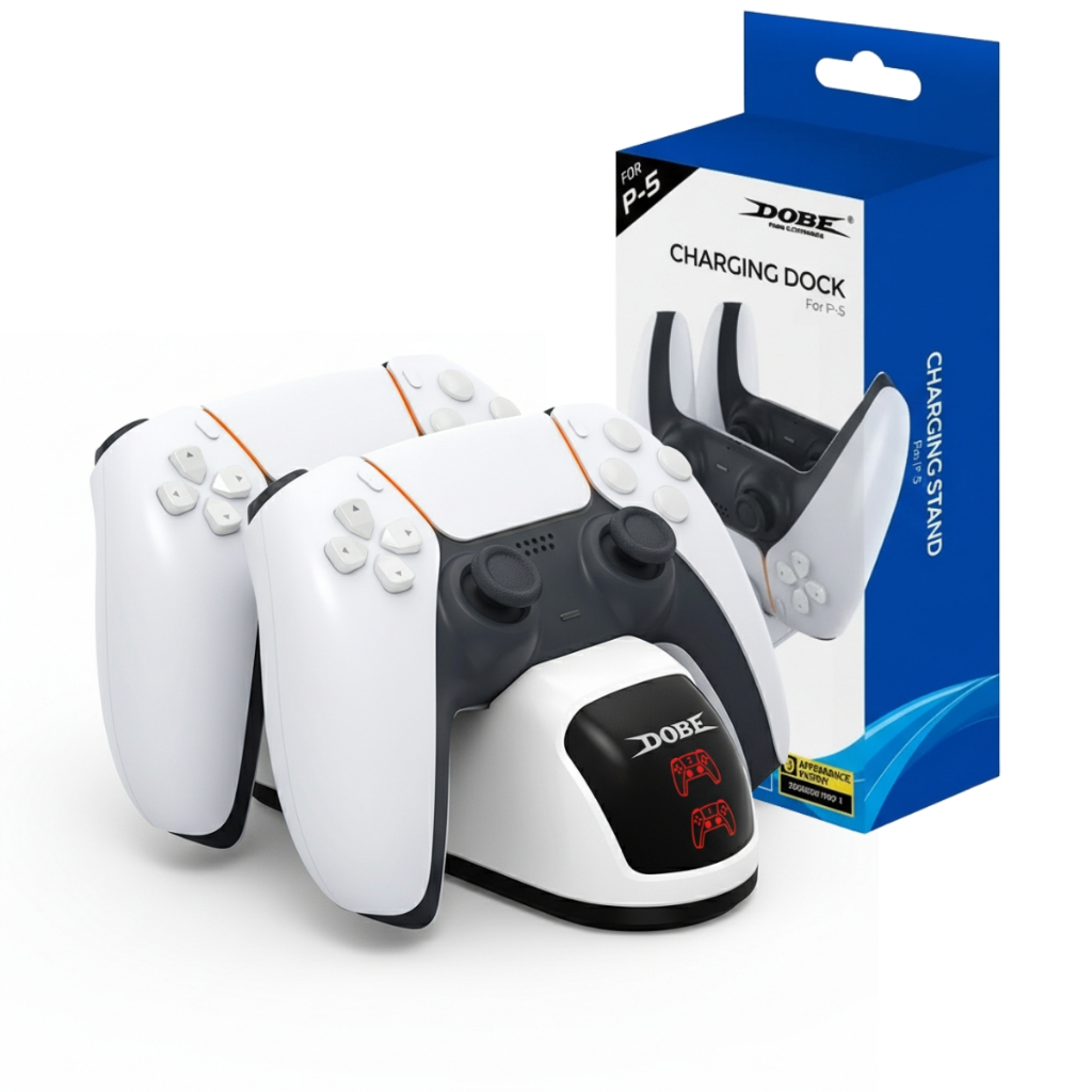Suporte Carregador Dock Duplo Branco para Controle Dualsense Ps5 Manete Playstation