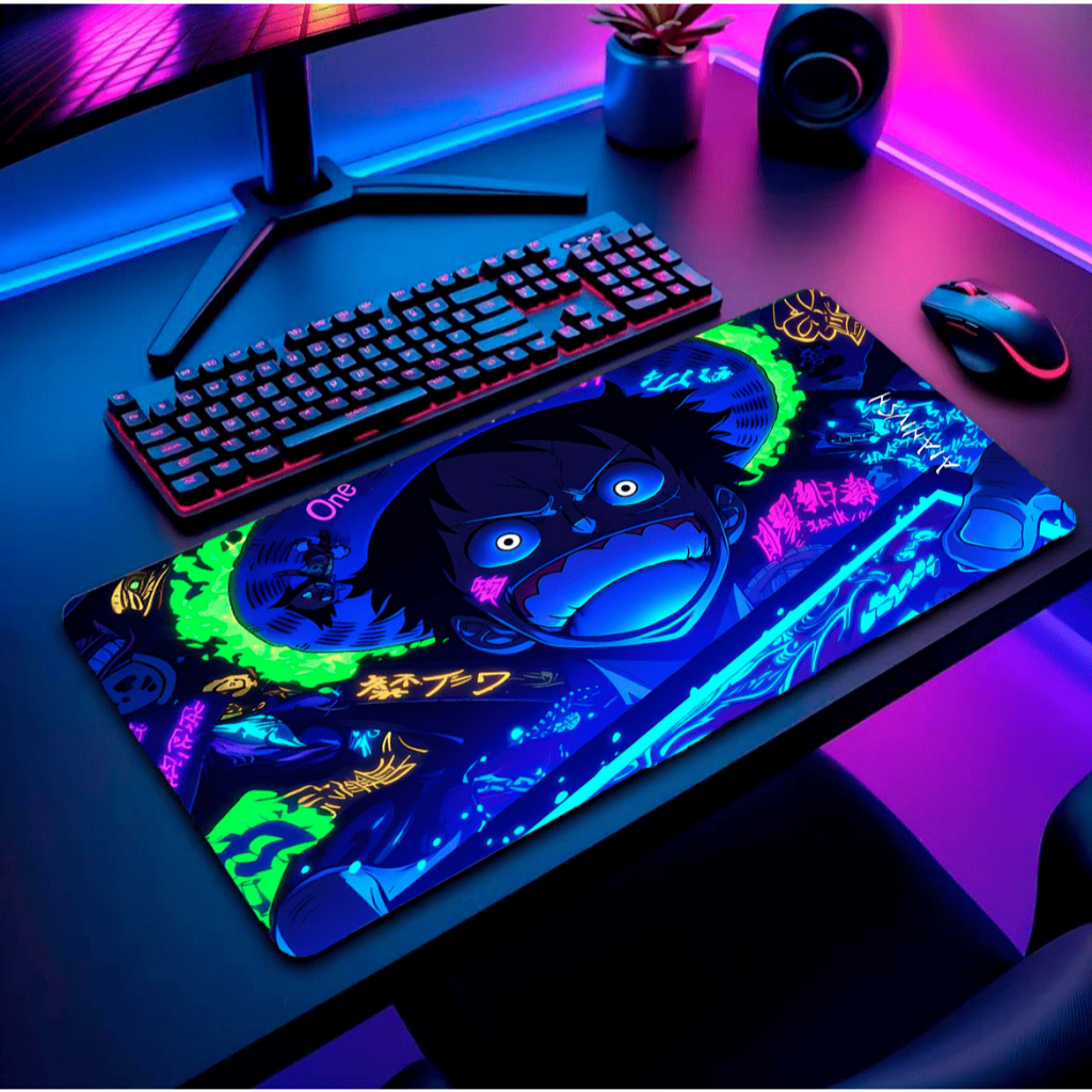 Mouse Pad Mousepad One Piece Naruto Dragon Balls Oriental Streamers Com Apoio Para Braço PC Ergonômico RGB Gamer