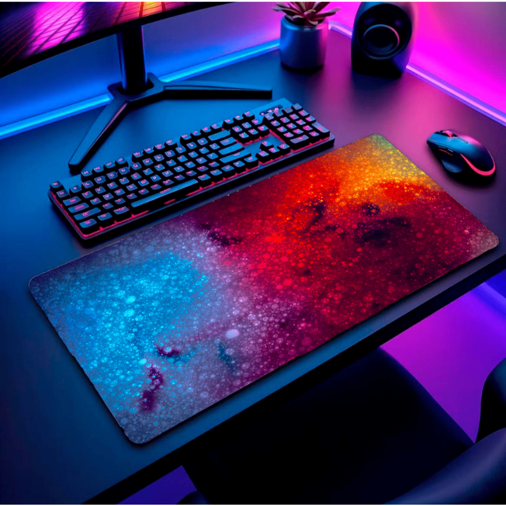 Mouse Pad Grande Gamer RGB Personalizado com Apoio Ergonômico Base Antiderrapante Premium