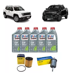 Kit Troca De Oleo E Filtros Jeep Renegade Fiat Toro 1.8 Flex 5w30 Mobil Sintetico