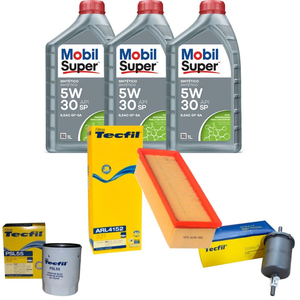 Kit Troca Oleo Filtros Punto Grand Siena Novo Uno Palio Attractive Mobi EVO 8V 5W30 Mobil Sintético em Oferta na Shopee