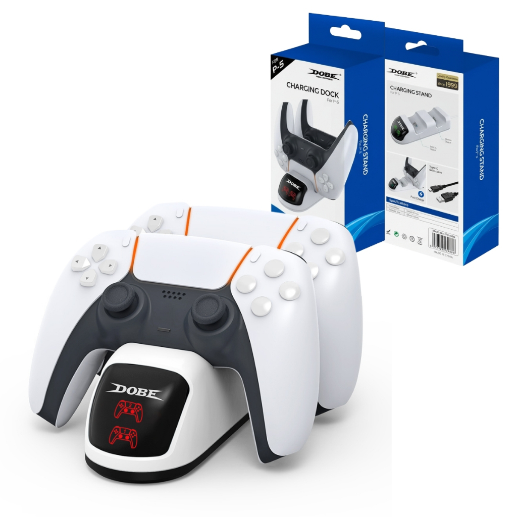 Dock Duplo Carregador Suporte Branco para Manete Playstation Controle Dualsense Ps5