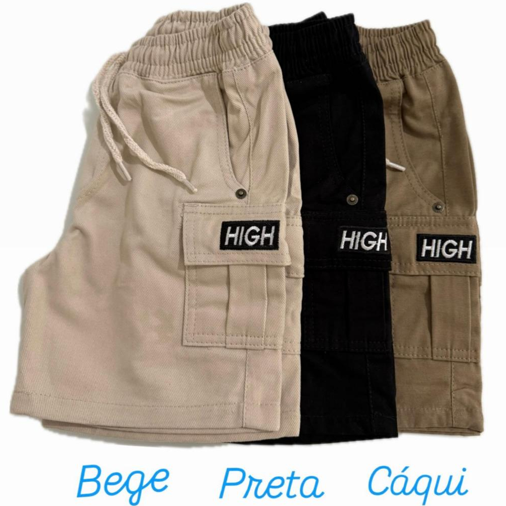 Shorts Cargo Menino com Bordado | Infantil Juvenil | Estilo e Conforto do 4 ao 16.
