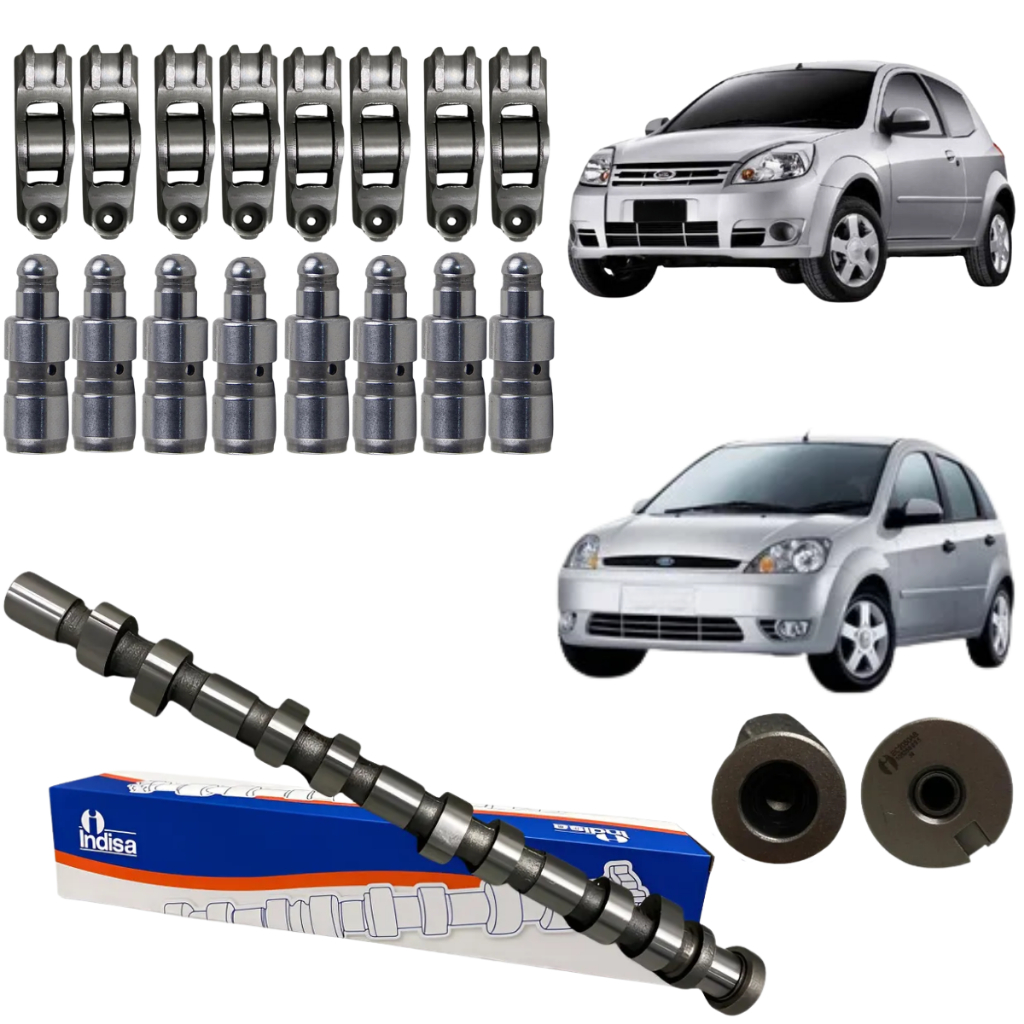 Kit Eixo Comando de Válvulas AB Tuchos e Balancim Para Ford Ka Fiesta 1.0 8v Zetec Rocam 98/07 1 Via
