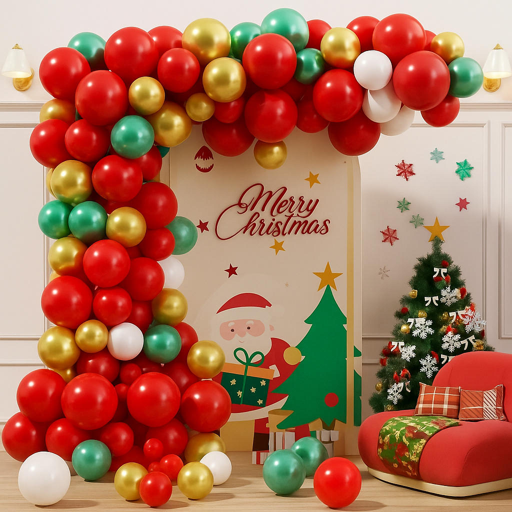 KIT150 BALAO 25 BALÃO 5’ VERDE CROMADO +50 BALÃO 7’ VERMELHO + 25 BALÃO OURO CROMADO 5’ + 50 Balao branco 5’ Balão natal em Oferta na Shopee