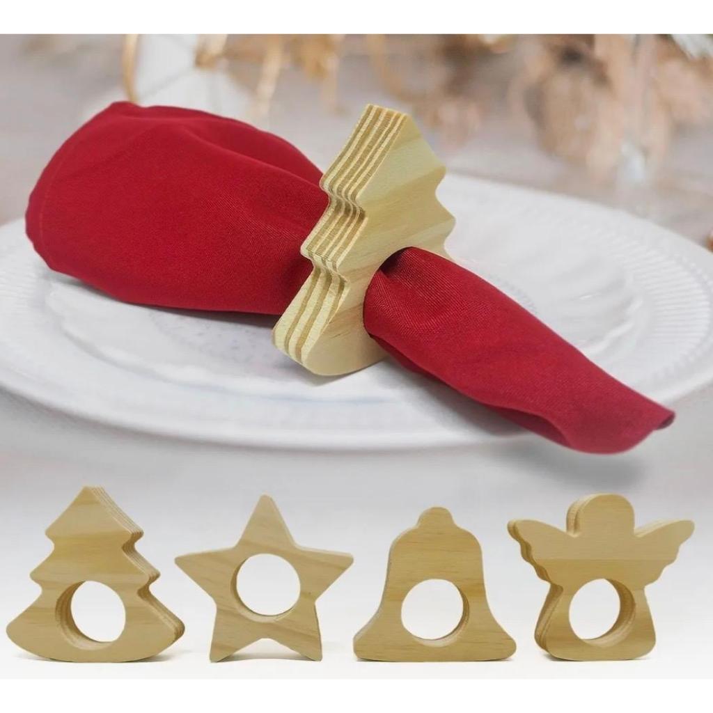 KIT PORTA GUARDANAPO NATALINO PINUS CNC | Porta Guardanapo Mesa Posta Natalina | Madeira Rústico Decoração de Luxo