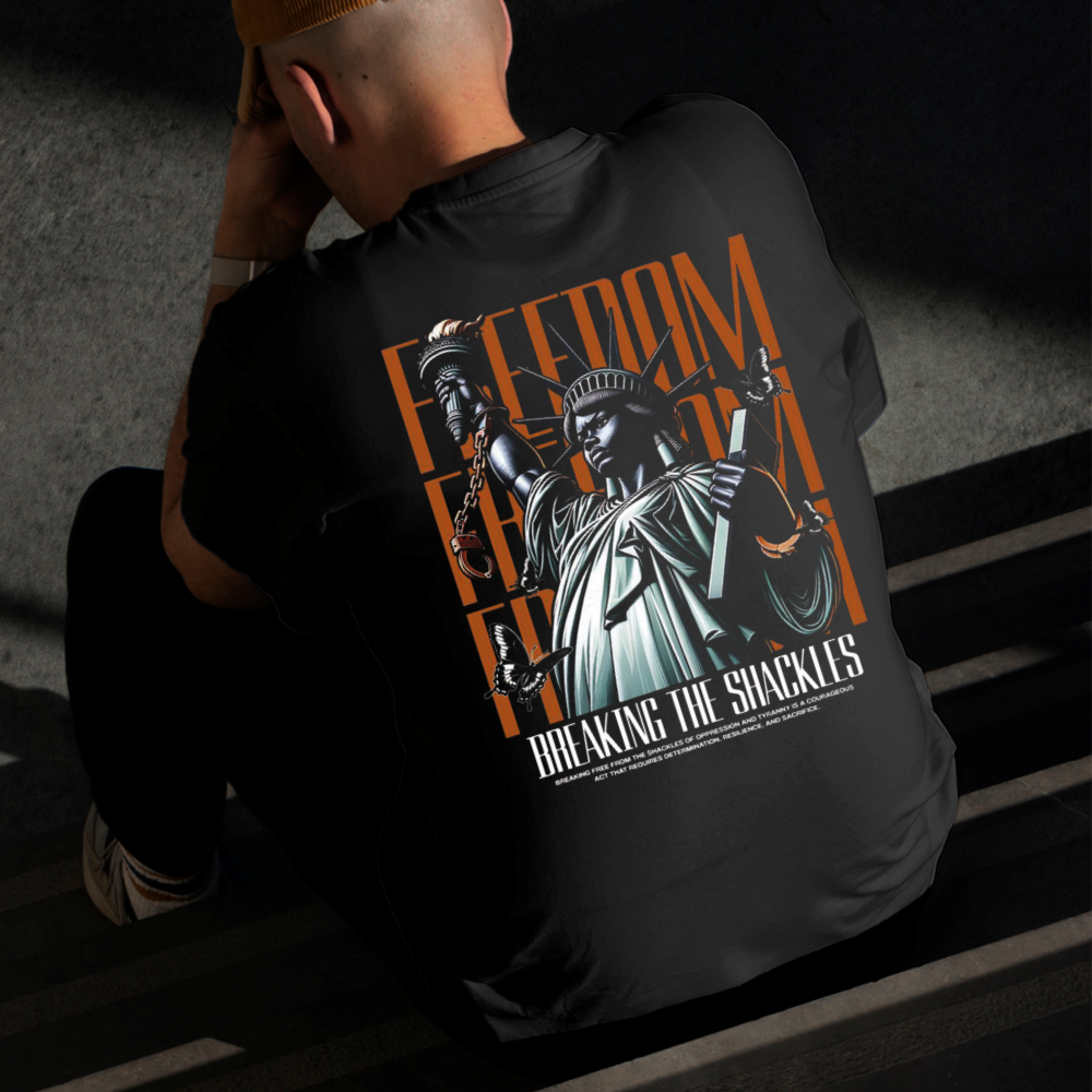Camiseta Masculina Estampada Estátua Liberdade 100% Algodão Estilo Conforto Diário Do Tamanho P a GG