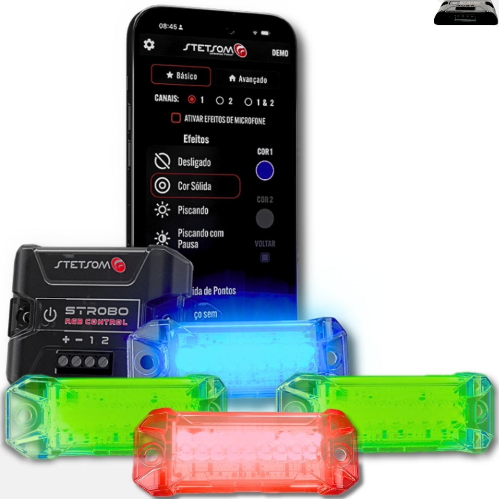 Strobo Str04 Rgb Ritmico Bluetooth Kit 1 Central 4 Farois Stetsom em Oferta na Shopee
