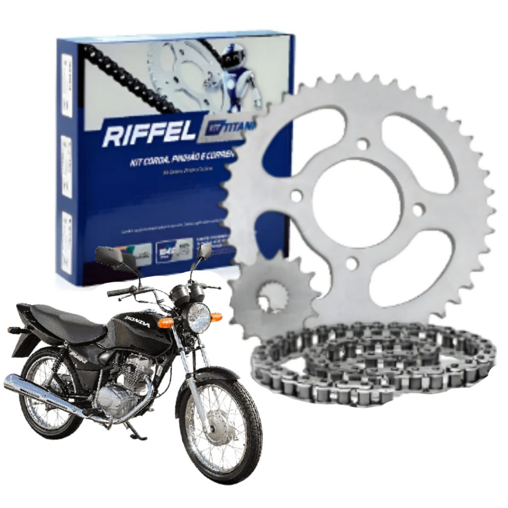 Kit Relação Tração Transmissão Cg Titan Fan 125  2009 2010 2011 2012 2013 Original Riffel em Oferta na Shopee