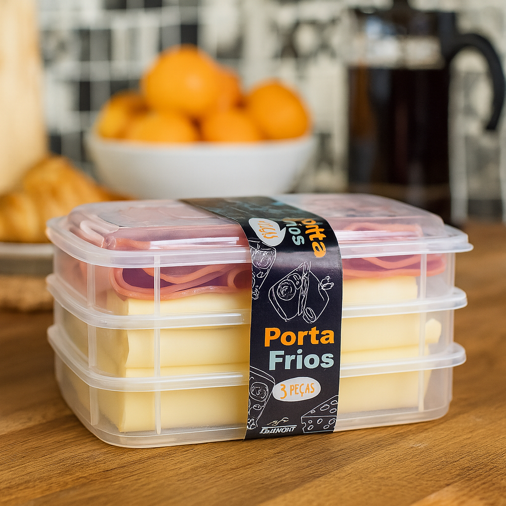 Kit 3 Peças Porta Frios Hermético Com Tampa e Trava Transparente Empilhável Dieta Frutas Frios em Oferta na Shopee