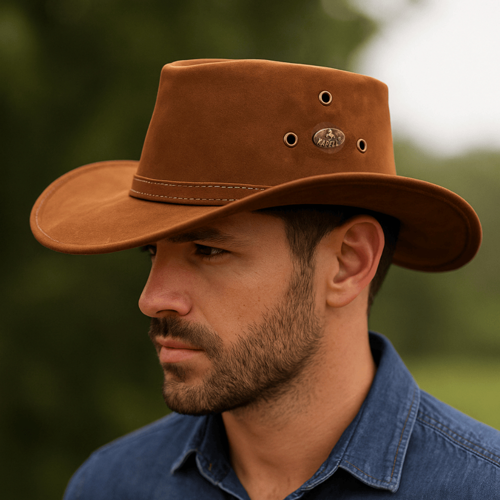 Chapéu Country Couro Texano Legítimo Estilo Cowboy Masculino Estilo Sertanejo Western Bruto Rodeio