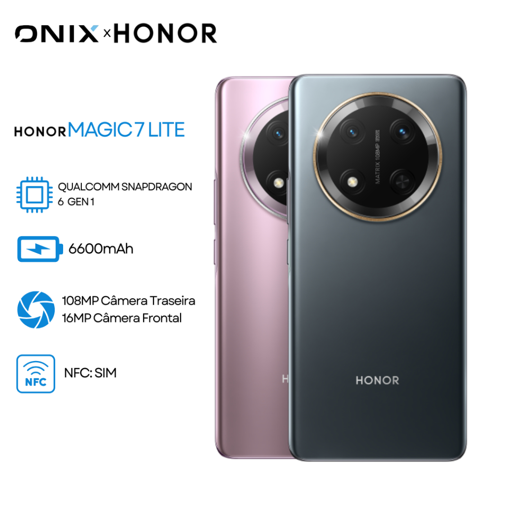 Honor Magic 7 Lite e  '8 Lite'  5G Versão Global, 512GB, Câmera 108MP,  Processador Snapdragon 6 Gen 1,Bateria 6600mA