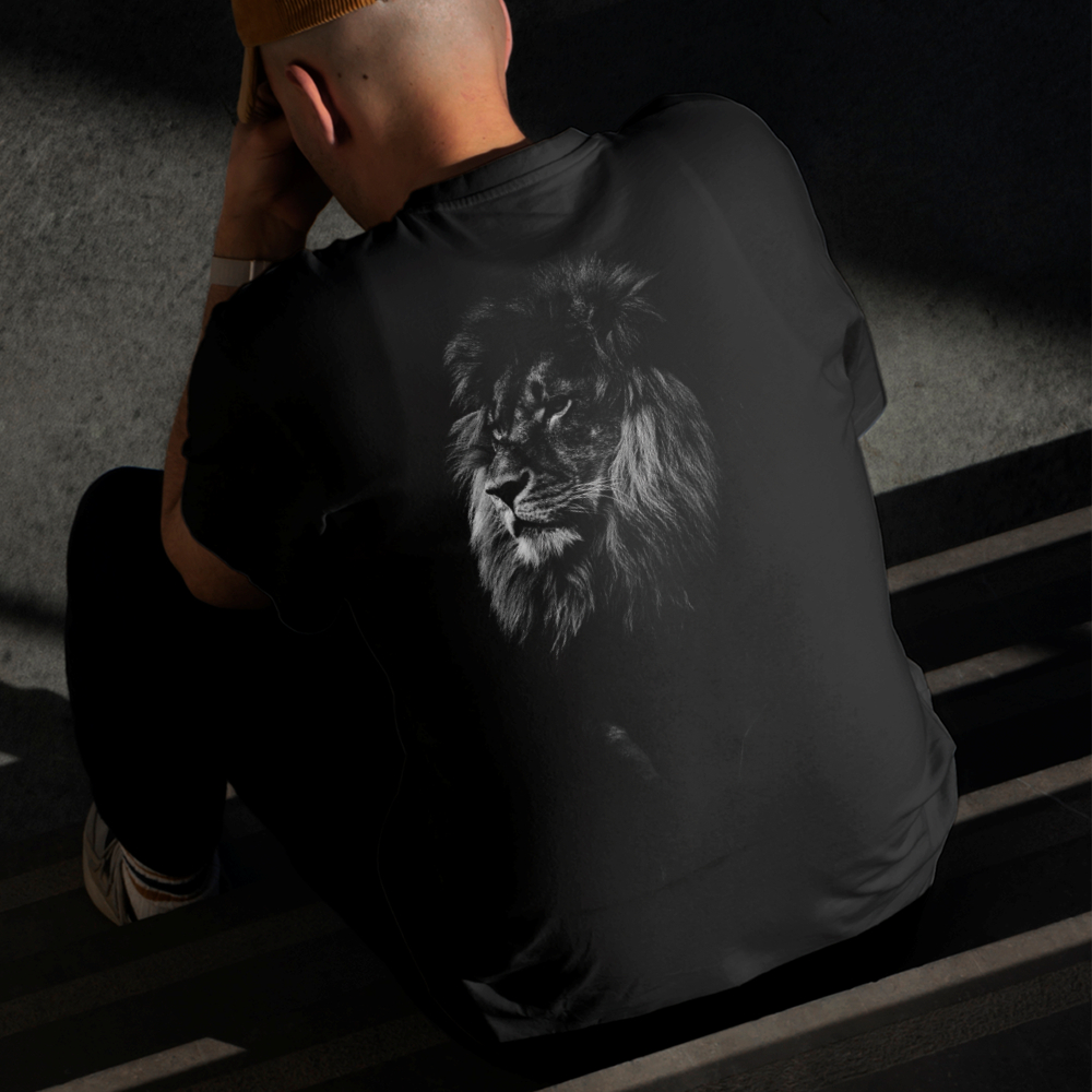 Camiseta Masculina Estampada Leão de Lado 100% Algodão Estilo Conforto Diário Do Tamanho P ao GG