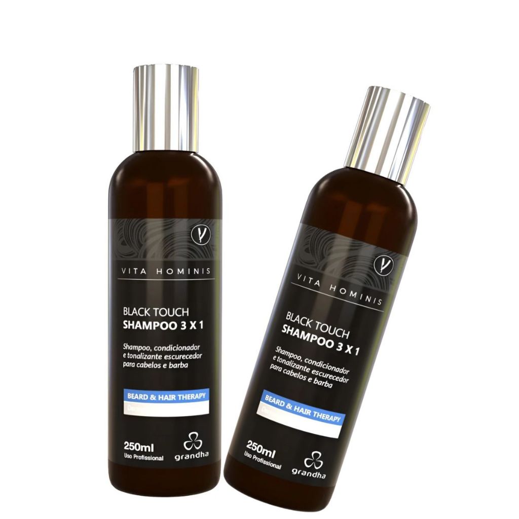 Combo Shampoo Escurecedor P/cabelo E Barba Black Touch 250ml cada Grandha