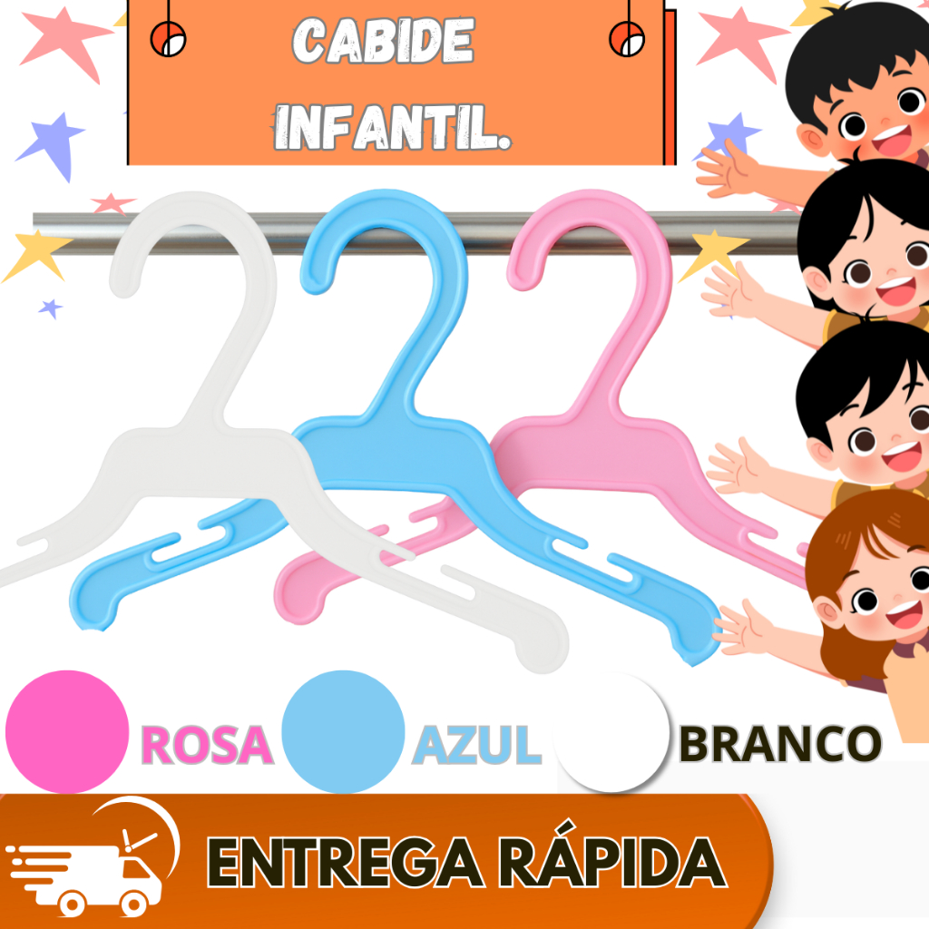 Kit Até 100 Cabide I Antil Roupas de Bebê Baby e Pets Ideal Enxoval Cor e Quantidade Desejada