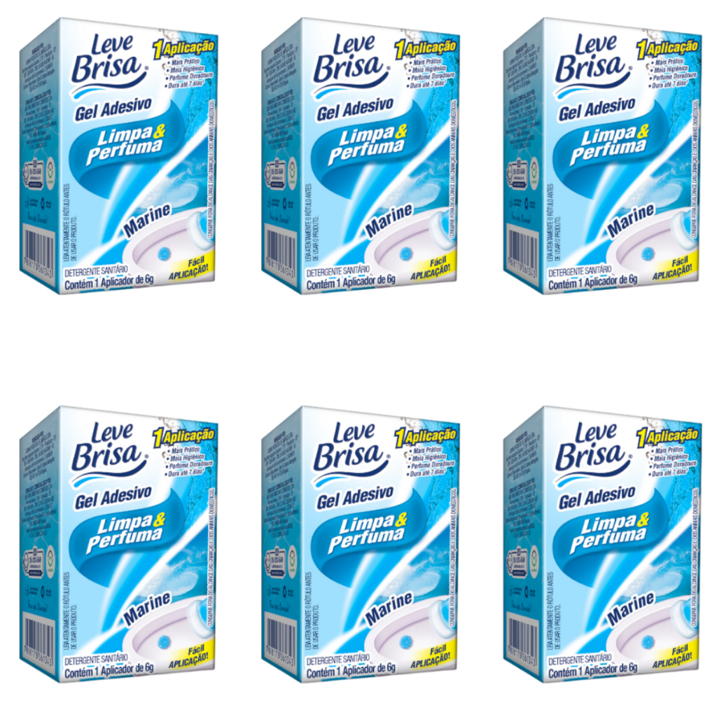 Kit 6 Gel Adesivo Sanitário Para Vaso de Banheiro Marine Leve Brisa 12g Com Aplicador