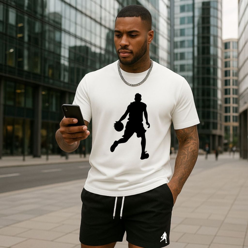 Kit Conjunto Masculino Camiseta 100% Algodão + Short Tactel Estampados Sombra Basketball Moda Casual Esportivo