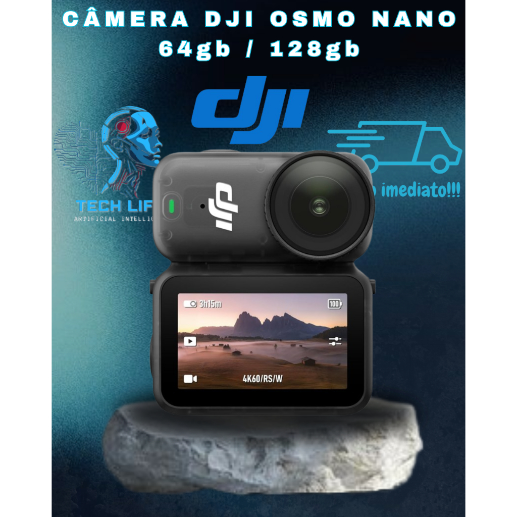 Câmera De Ação DJI Osmo Nano 35MP WiFi 64GB / 128GB - Preto