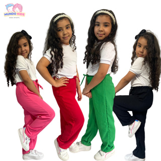 Calça Pantalona Infantil Juvenil Feminina Calca menina Moda Bloguerinha Princesa Tendencia Natal Ano Novo Vermelha Verde em Oferta na Shopee