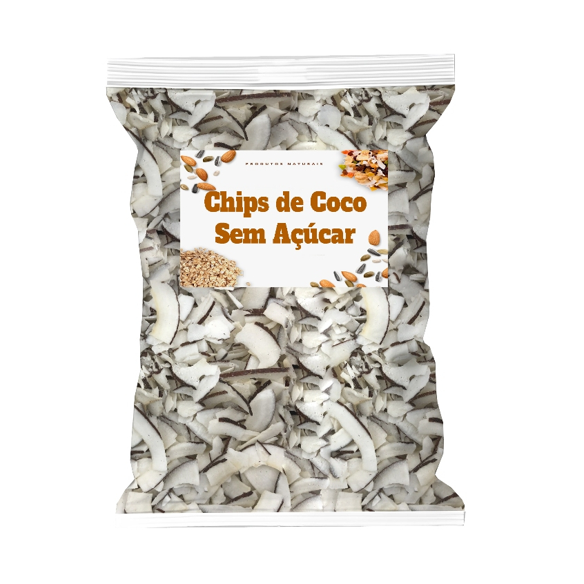 CHIPS DE COCO SEM AÇÚCAR NATURAL em Oferta na Shopee