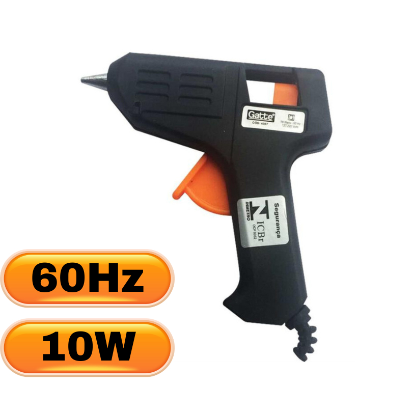 Pistola Cola Quente Gatte Pequena 10Watts - 127-220 Volts - 60Hz Adicional de 2 Tubos de Cola Bastão em Oferta na Shopee