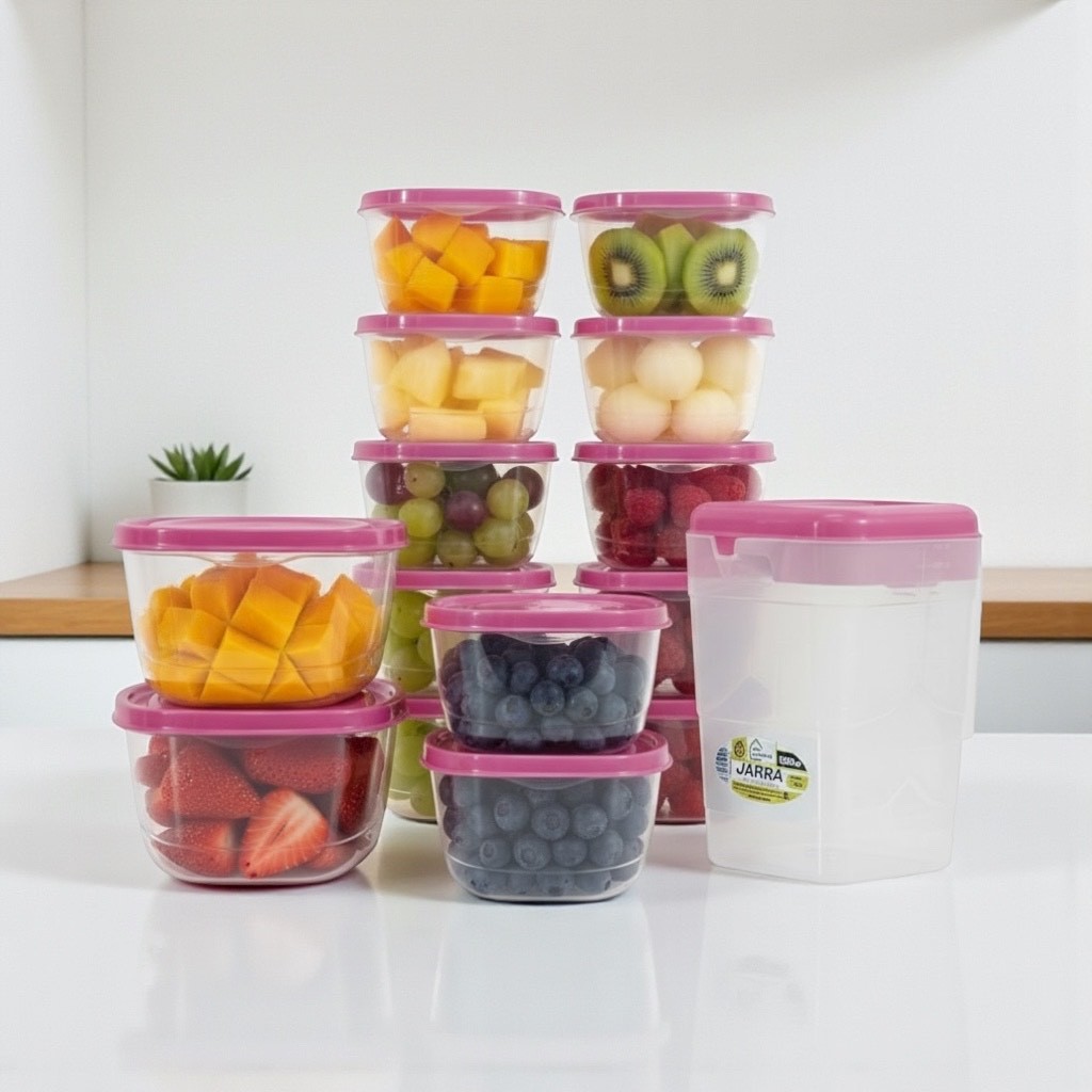 Kit 12 Potes Marmita Fitness + Jarra – Pote Plástico Refeição, Freezer & Micro-ondas