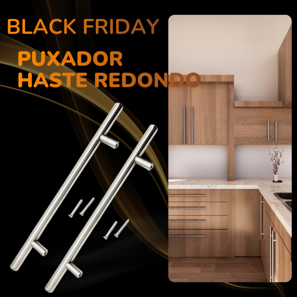 kit 2 Puxadores Redondo Haste Inox Escovado para Armários 64-96-128-160-192-224-256-288-320-384-448-512mm em Oferta na Shopee