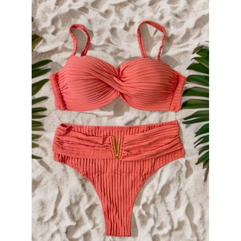 Biquíni de praia com detalhe Torcido no top com Calcinha Hot Pants Biquíni hot Pants Biquíni de verão biquíni feminino em Oferta na Shopee