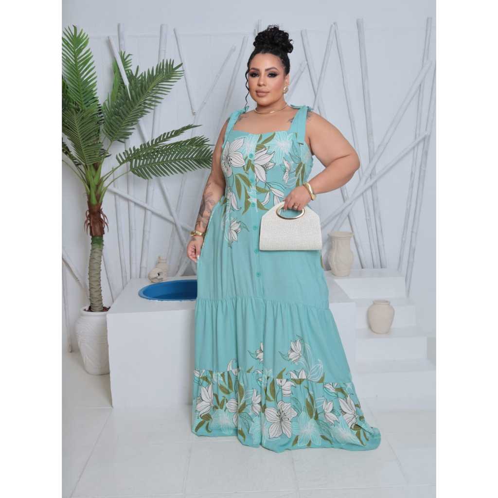 Vestido Longo Plus Size Feminino com Alça Grossa e Fenda – Luxo para Madrinhas e Festas de Casamento