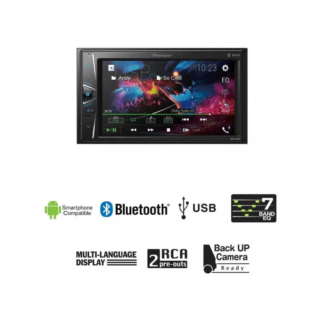 Central Multimidia Rádio Som Automotivo Pioneer Dmhg225bt 6.2 Polegadas Touch Screen Usb Bluetooth