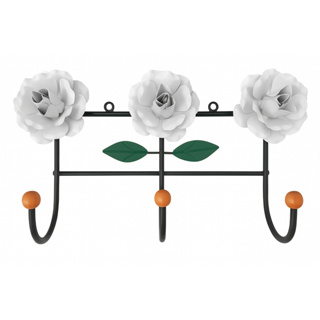 Cabideiro de Parede 3 Flores Branco - Cabide 3 Ganchos Artesanal | Metal | Decoração e Organização em Oferta na Shopee
