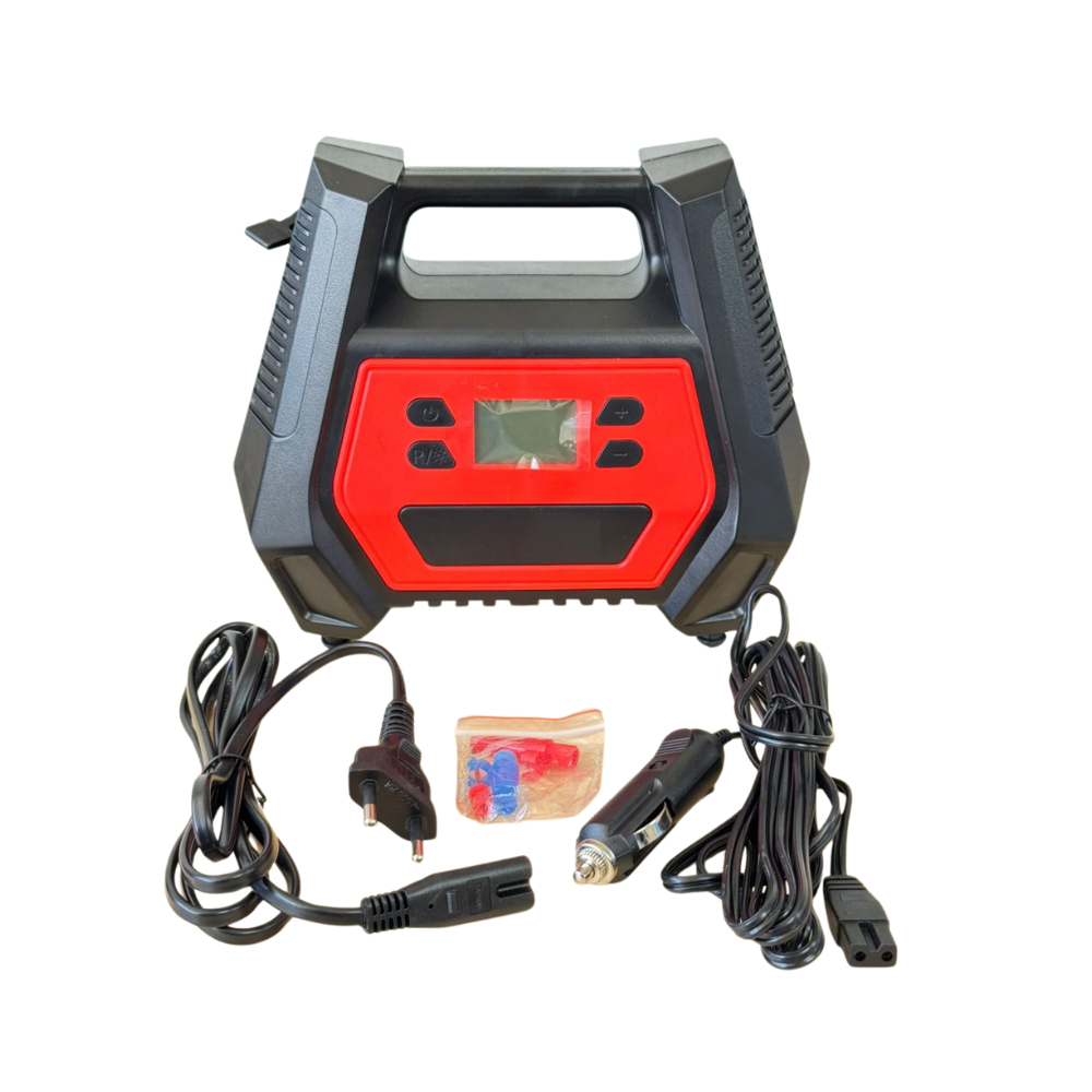 Mini Calibrador Digital Portátil Inflador Pneu Carro Bicicleta Bola e Outros , 3 Adaptadores, Bivolt e 12V