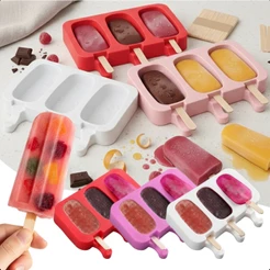 Formas Silicone Picolé Com Tampa 100 Palitos Sorvete Geladinho