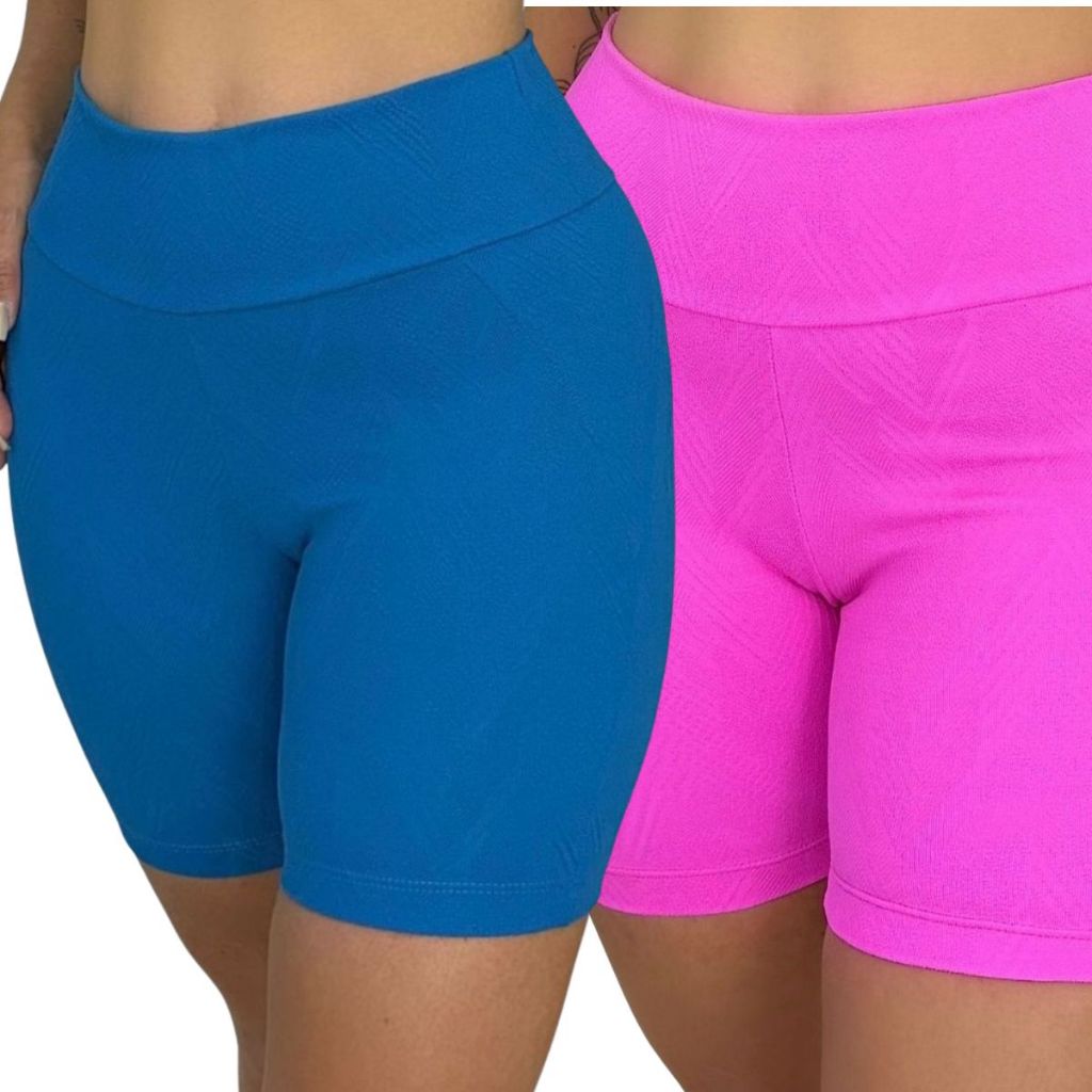 Kit 2 Bermudas Fitness Treino Feminina Short Jacquard Sem Transparencia Academia Confortável