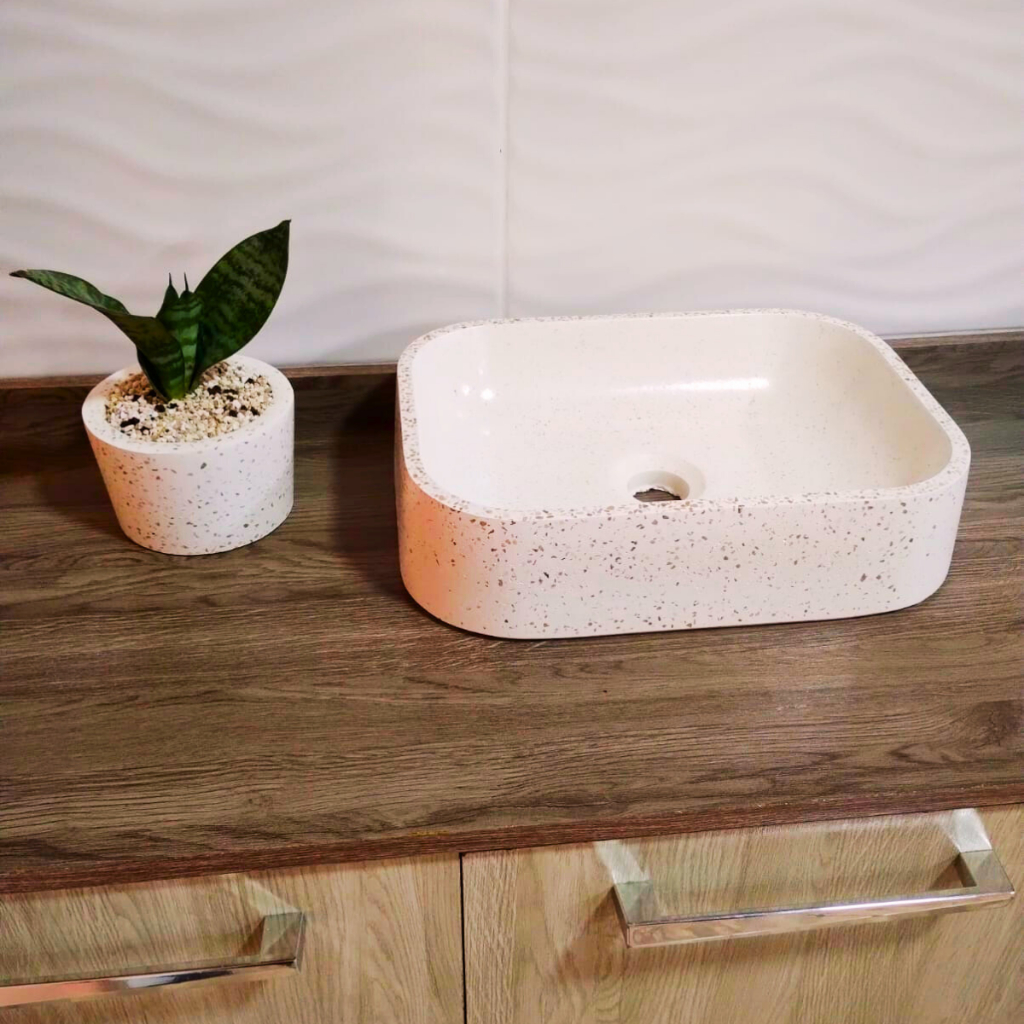 Cuba Sobrepor banheiro  Branco MAIS DOURADO luxo delicado Granilite Granitina Mosaico em Oferta na Shopee