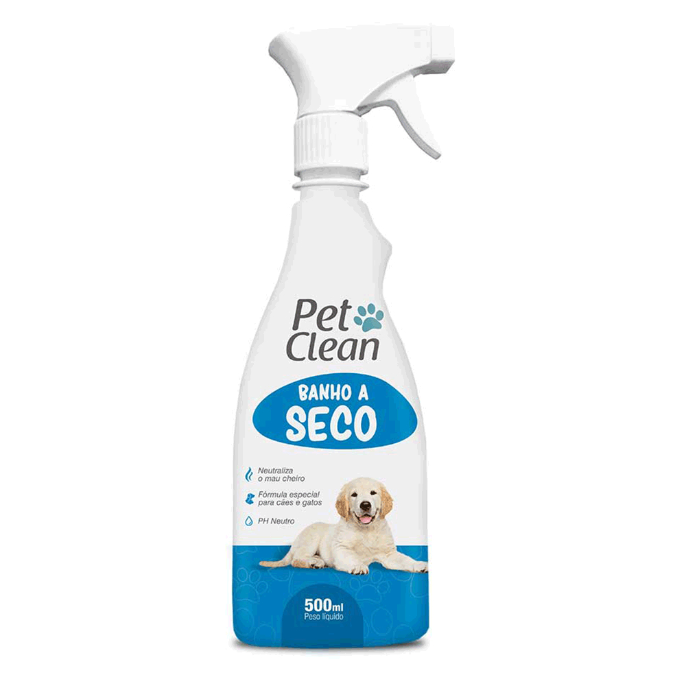 Spray Banho a Seco p/ Cães e Gatos 500ml Pet Clean em Oferta na Shopee