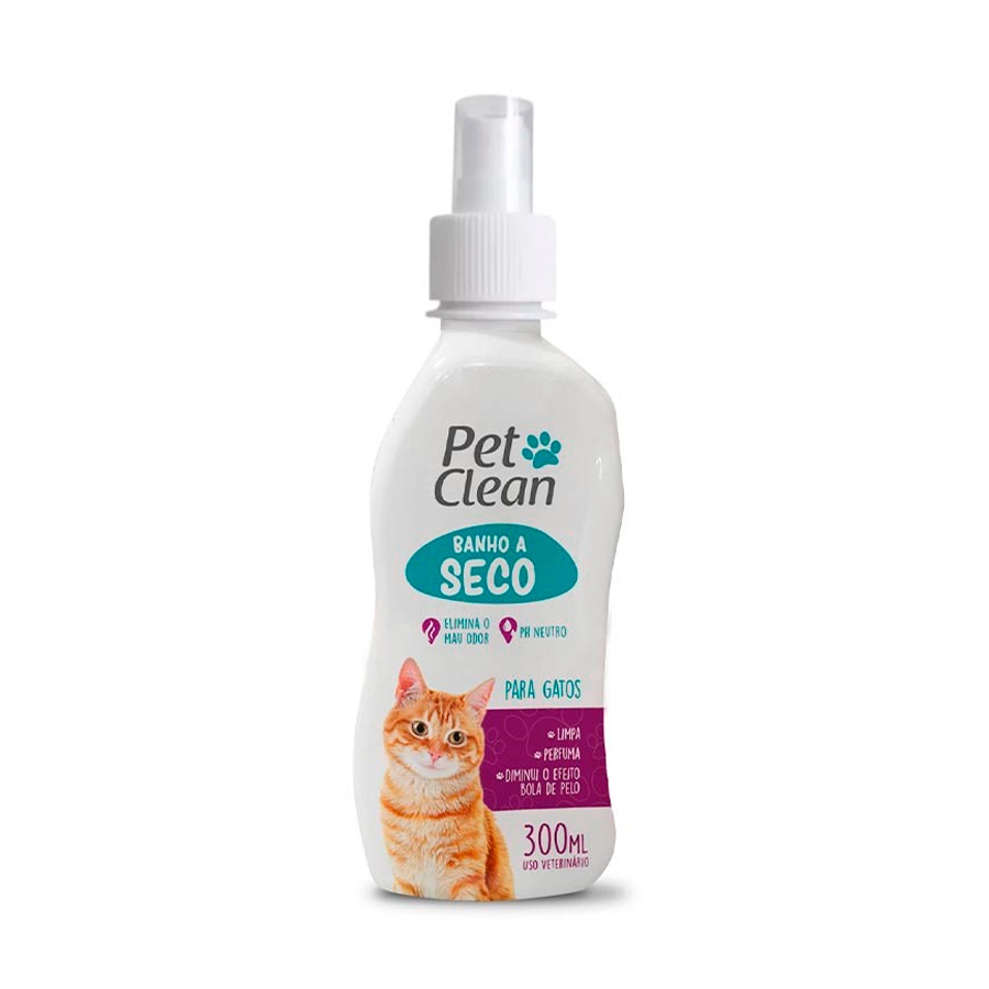 Banho a Seco p/ Gatos Spray Anti Bola de Pelo 300ml Pet Clean em Oferta na Shopee