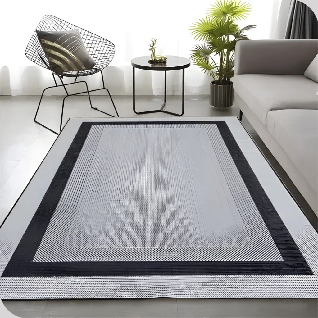 Tapete Para Sala Quarto Sisal 1,50 x 2,00 Cinza E Preto Antiderrapante