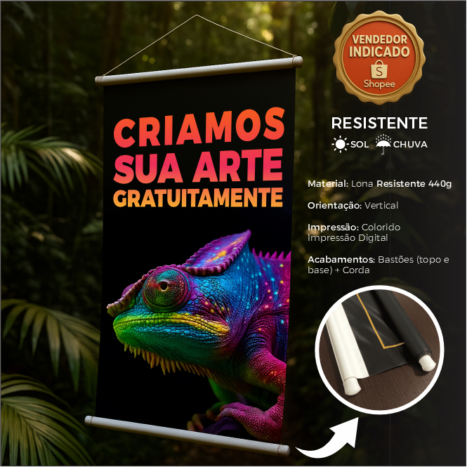 Banner personalizado - Várias medidas - Propaganda - Eventos - Aniversário - Foto - Logo - Lona - Arte grátis -impressão em Oferta na Shopee