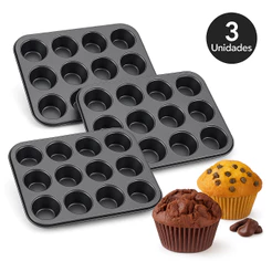 Kit Forma Cupcake Forma Para Bolo Teflon Assadeira Antiaderente Grande Escolha kit da sua preferencia